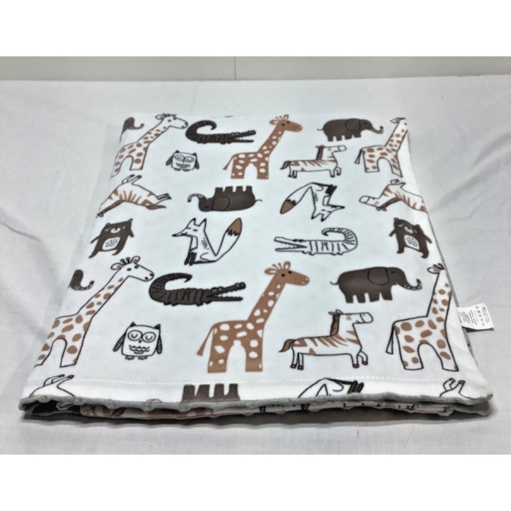 Boritar Animal Baby Security Blanket Lovey Brown White Minky Dot back 32"x40"